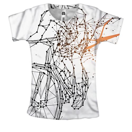 Жіноча 3D футболка з полігональним велосипедистом