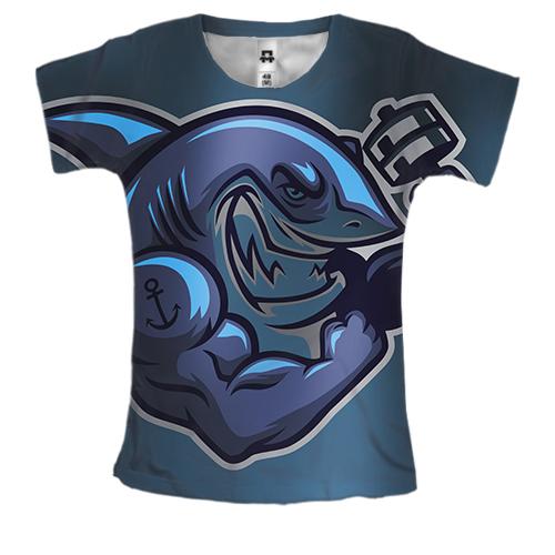 Жіноча 3D футболка з накаченной акулою