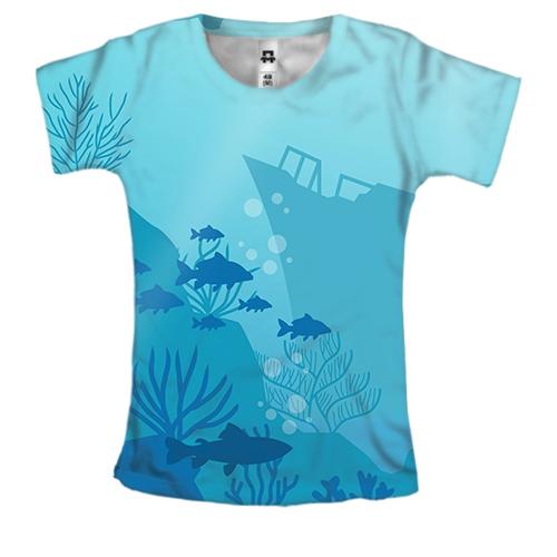 Женская 3D футболка с подводным миром