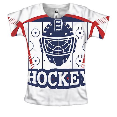 Жіноча 3D футболка з воротарем хокеїстом