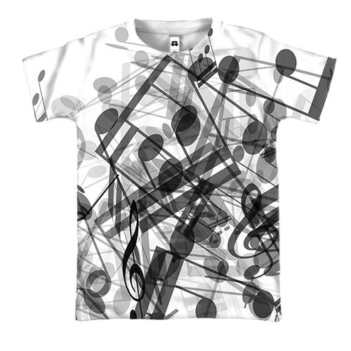 3D футболка з перемішані нотами