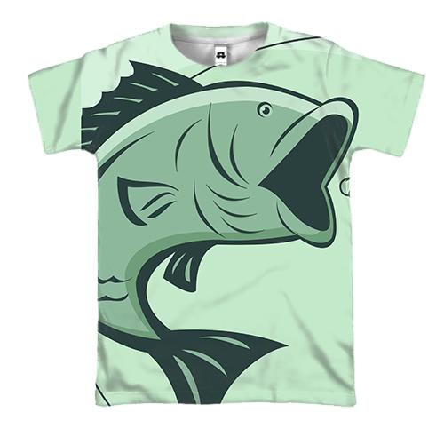 3D футболка з салатовой рибою