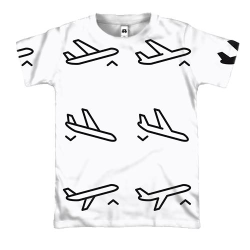 3D футболка з іконками літаків