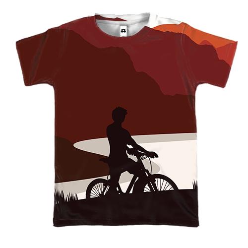 3D футболка с велосипедистами путешественниками
