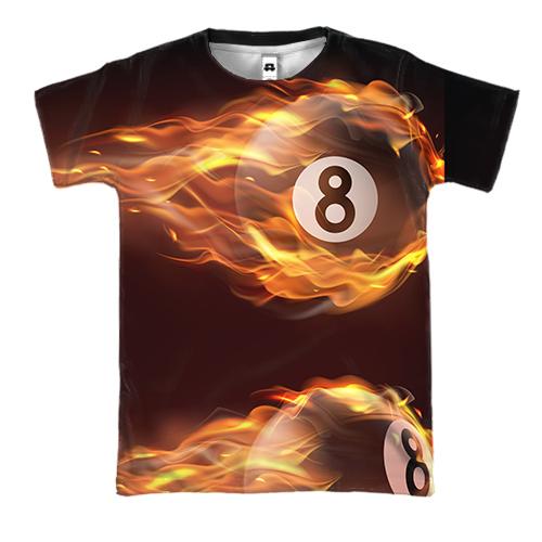 3D футболка с огненным бильярдным шаром