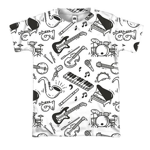 3D футболка з маленькими музичними інструментами