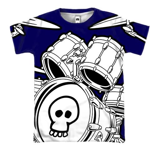 3D футболка з білими барабанами