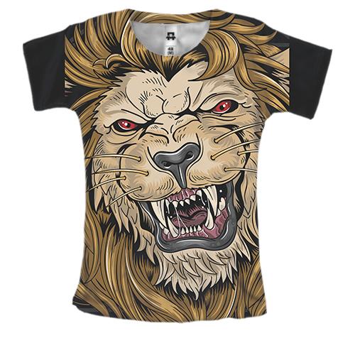 Женская 3D футболка с львом и оскалом