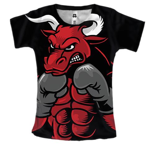 Жіноча 3D футболка з биком боксером