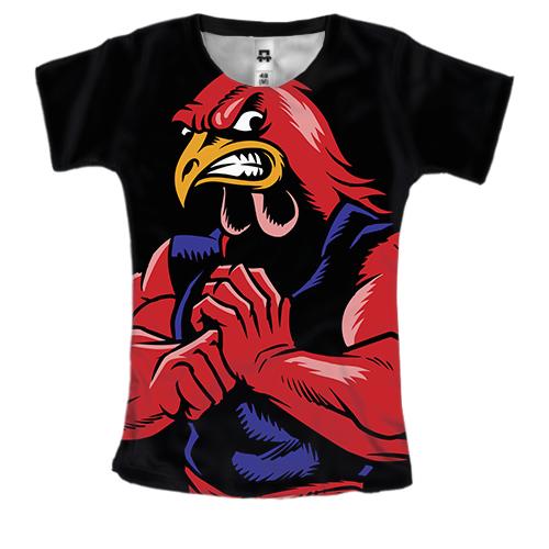 Женская 3D футболка с птицей бойцом