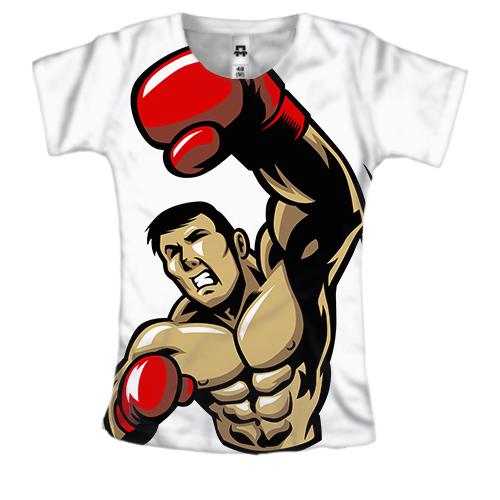 Женская 3D футболка с боксером борцом