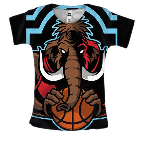 Женская 3D футболка с мамонтом баскетболистом