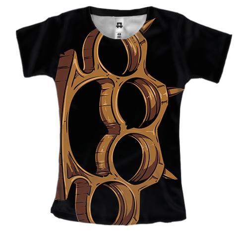Женская 3D футболка с коричневым кастетом