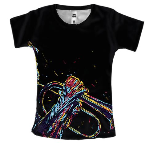 Жіноча 3D футболка з барвистим трубачем