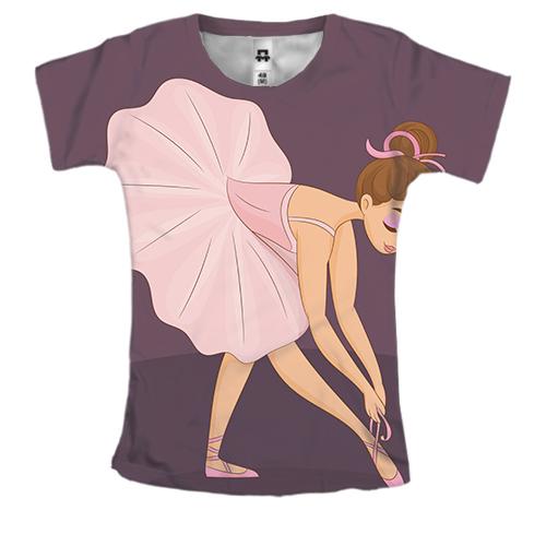 Женская 3D футболка с маленькой балериной