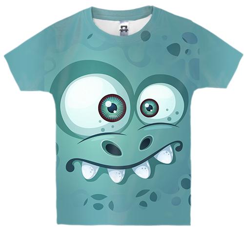 Дитяча 3D футболка з синім наляканим істотою