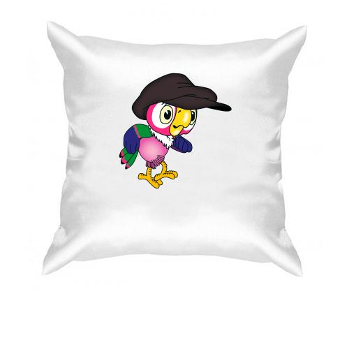 Подушка з папугою Кешей в кепці