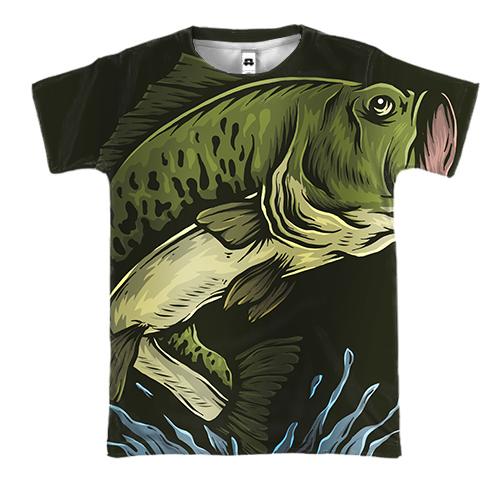 3D футболка з хакі рибою