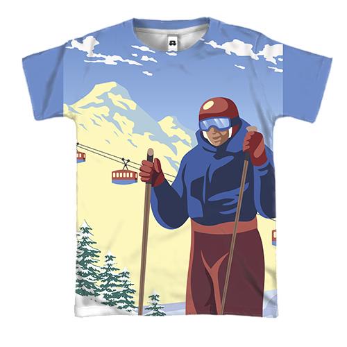 3D футболка с лыжником