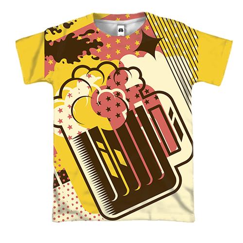 3D футболка с ретро пивом