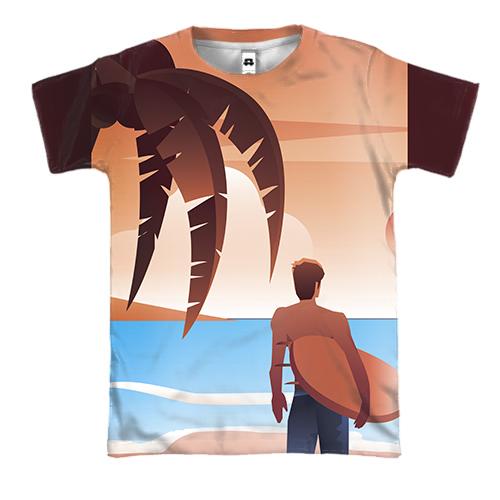 3D футболка з пляжним серфінгом
