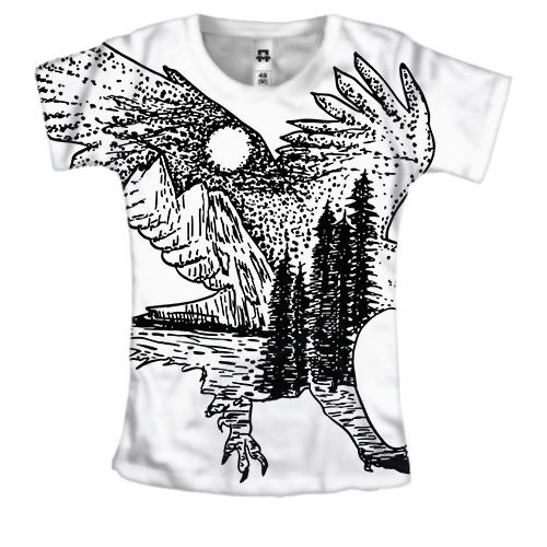 Женская 3D футболка с лесным орлом