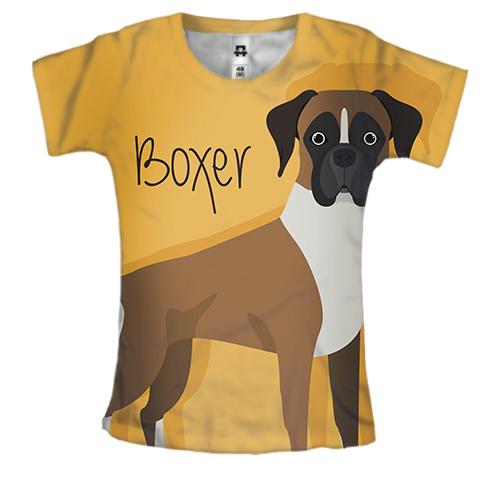 Женская 3D футболка Boxer dog