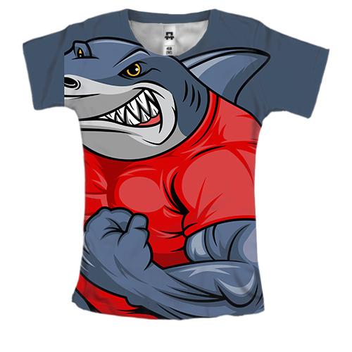 Жіноча 3D футболка з акулою борцем