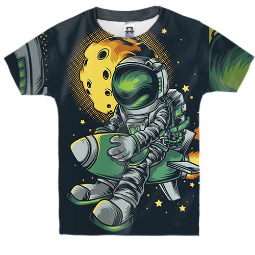 Детская 3D футболка с астронавтом на ракете