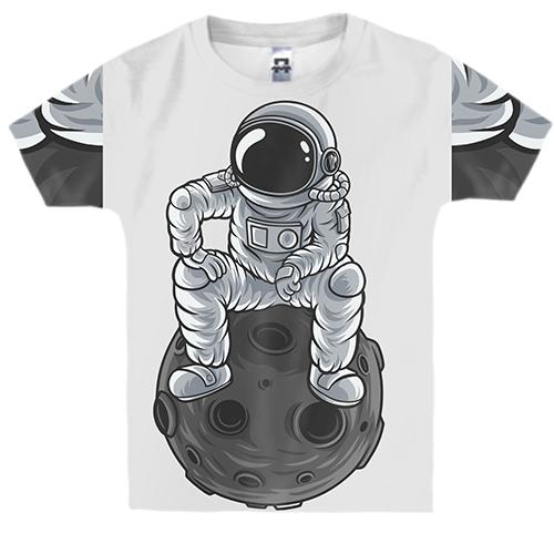 Детская 3D футболка с астронавтом сидящим на Луне
