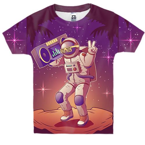 Детская 3D футболка с космонавтом и магнитофоном