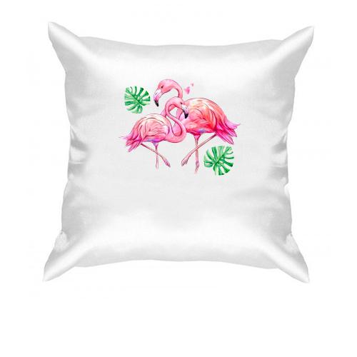Подушка з рожевими фламінго