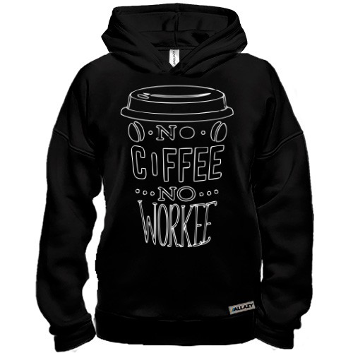 Худи BASE с радужным контуром стакана кофе и надписью «No Coffee No Workee»
