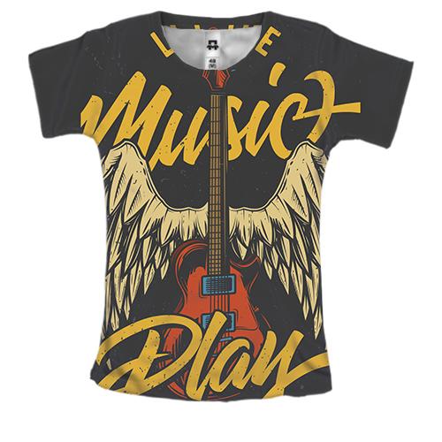 Жіноча 3D футболка Music play rock