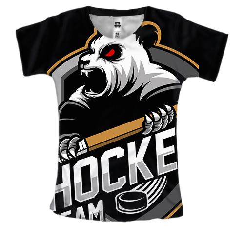 Жіноча 3D футболка Panda hockey