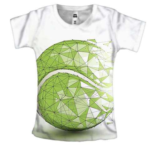 Женская 3D футболка с полигональным теннисным мячиком