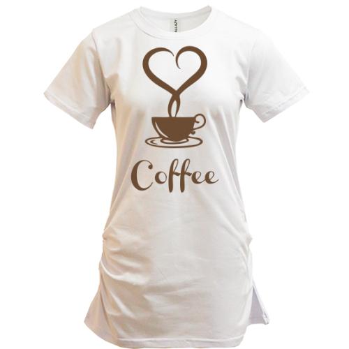 Подовжена футболка Coffee Love