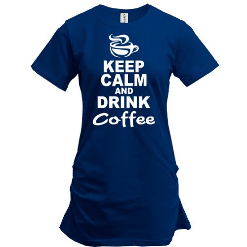 Удлиненная футболка Keep Calm and Drink Coffee