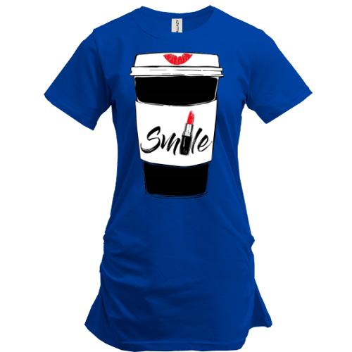 Удлиненная футболка Coffee Smile