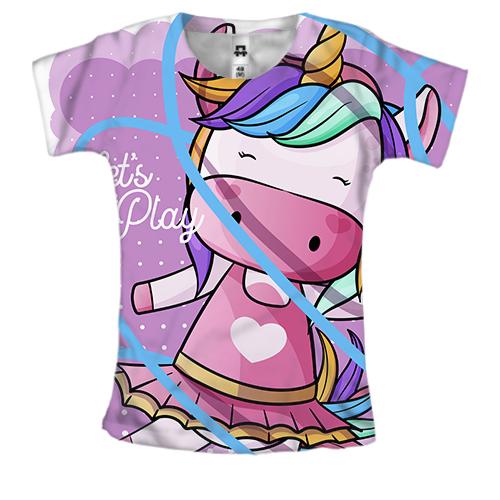 Жіноча 3D футболка lets party unicorn