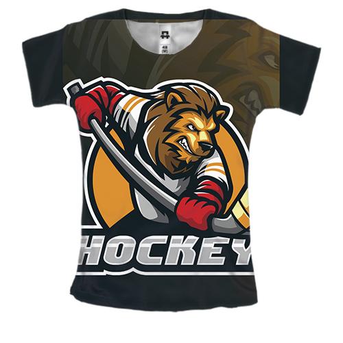 Женская 3D футболка Hockey Lion