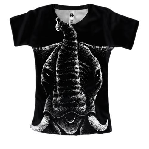 Женская 3D футболка со контурным слоном