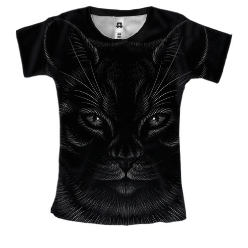 Женская 3D футболка с контурным котиком