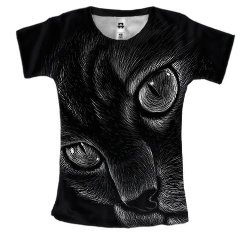 Жіноча 3D футболка з контурної мордочкою кота