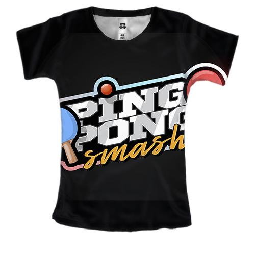 Женская 3D футболка Ping pong smash