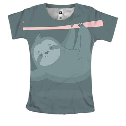 Женская 3D футболка с мальчиком ленивцем
