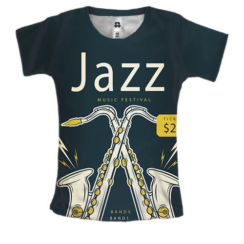 Женская 3D футболка Jazz music fest