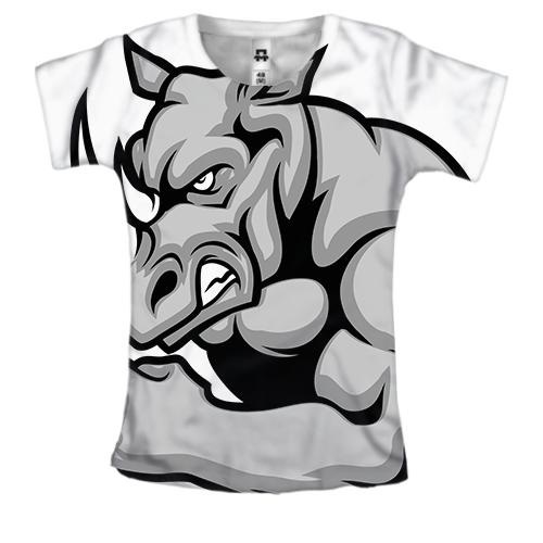 Жіноча 3D футболка з носорогом качком