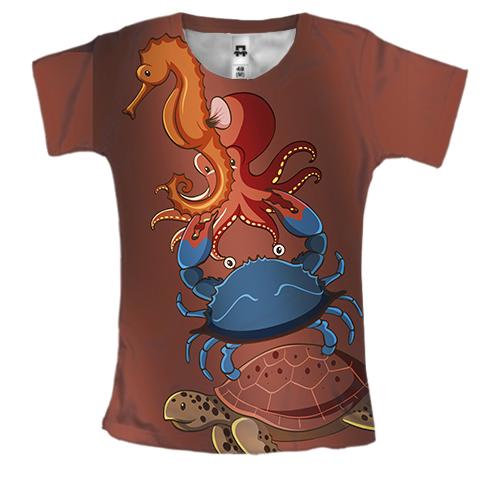 Жіноча 3D футболка з підводними тваринами
