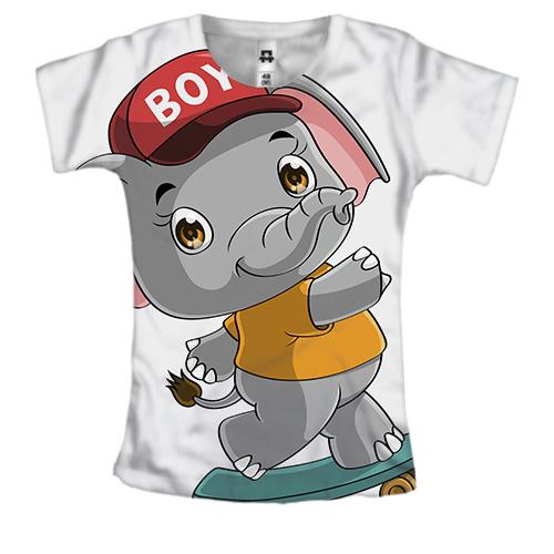 Жіноча 3D футболка з хлопчиком слоненям